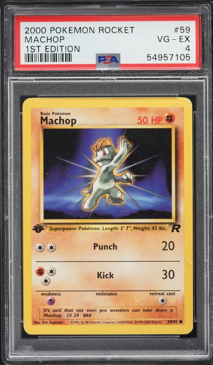 2000 Pokemon Team Rocket 1st Edition Machop #59 PSA 4 VGEX