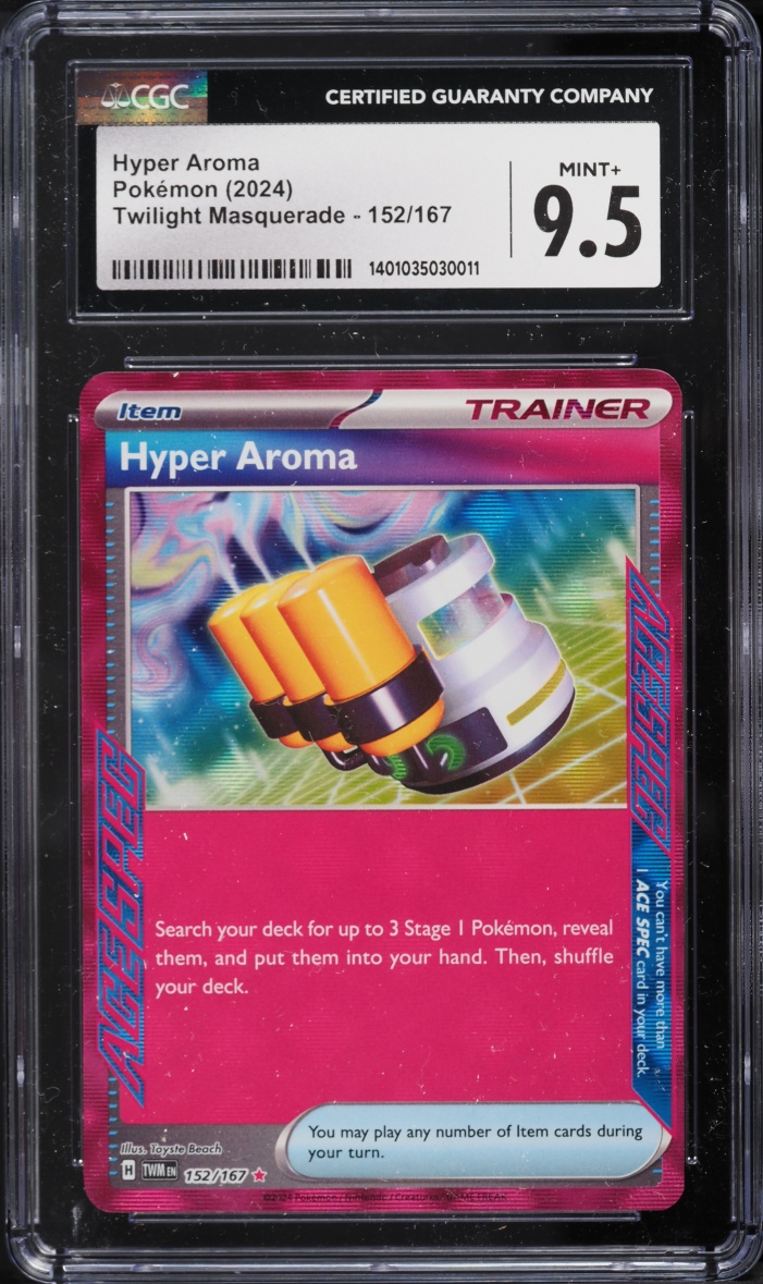 2024 Pokemon Scarlet & Violet Twilight Masquerade Ace Spec Hyper Aroma #152 CGC 9.5 MINT+