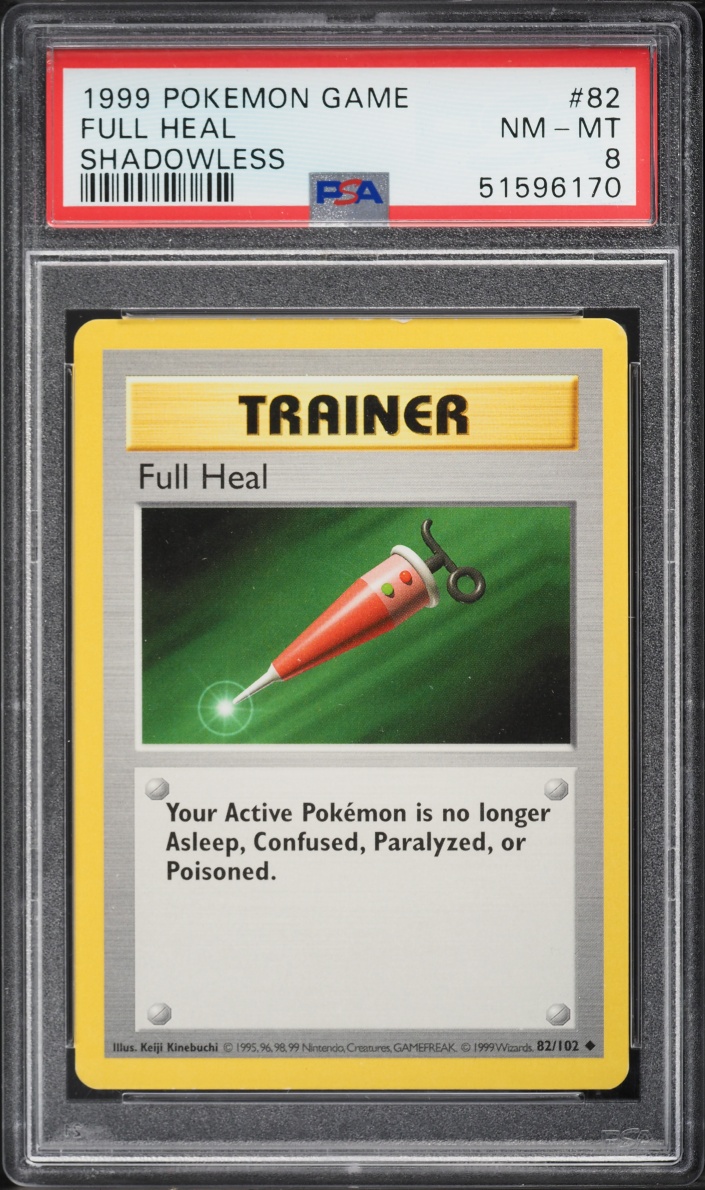 1999 Pokemon Base Set Shadowless Full Heal #82 PSA 8 NM-MT