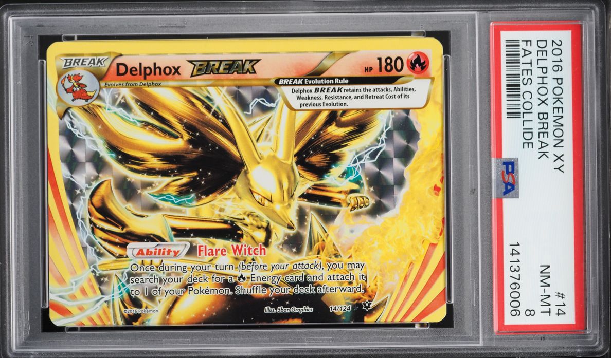 2016 Pokemon XY Fates Collide Alt Art Delphox Break #14 PSA 8 NM-MT