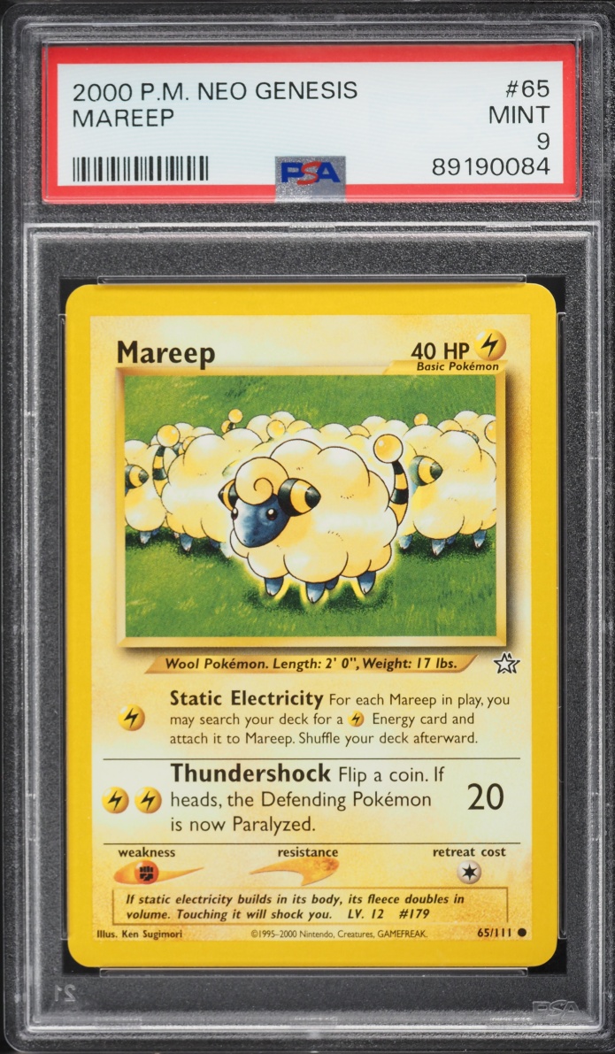 2000 Pokemon Neo Genesis Mareep #65 PSA 9 MINT