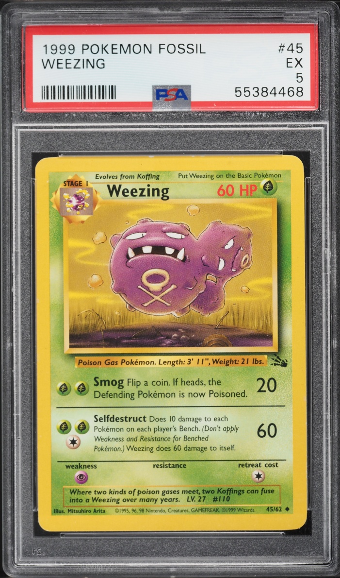 1999 Pokemon Fossil Weezing #45 PSA 5 EX