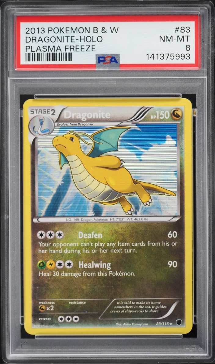 2013 Pokemon Black & White Plasma Freeze Holo Dragonite #83 PSA 8 NM-MT
