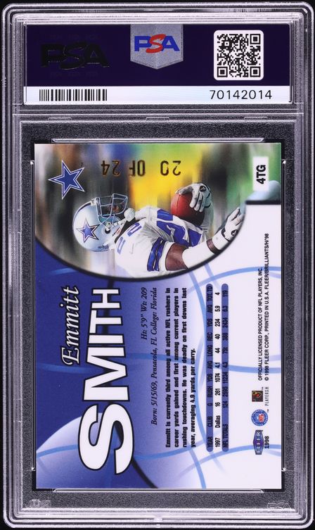 1998 Fleer Brilliants 24 Karat Gold Emmitt Smith /24 #4TG PSA 8 NM-MT