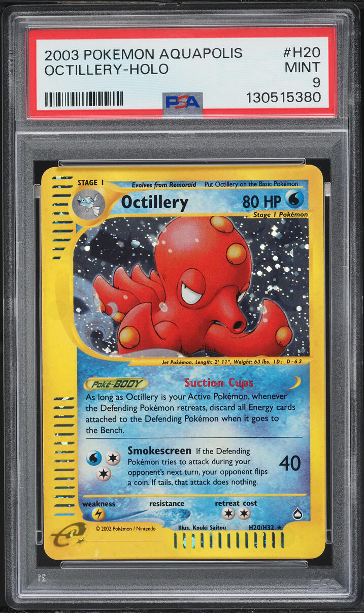 2003 Pokemon Aquapolis Holo Octillery #H20 PSA 9 MINT