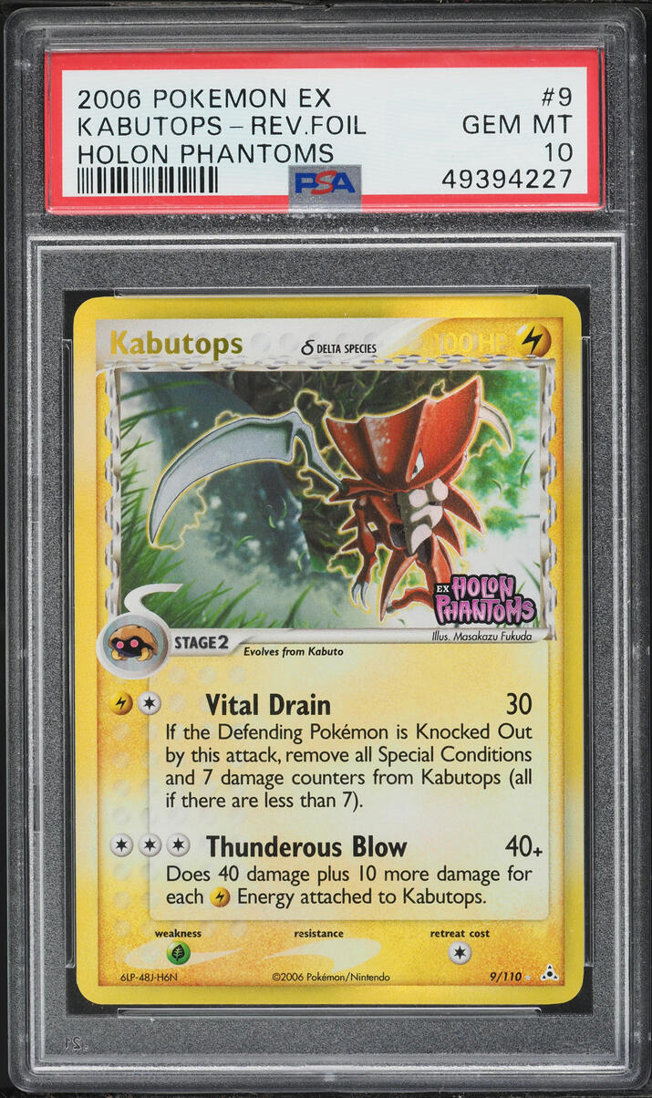 2006 Pokemon EX Holon Phantoms Reverse Holo Kabutops #9 PSA 10 GEM MINT