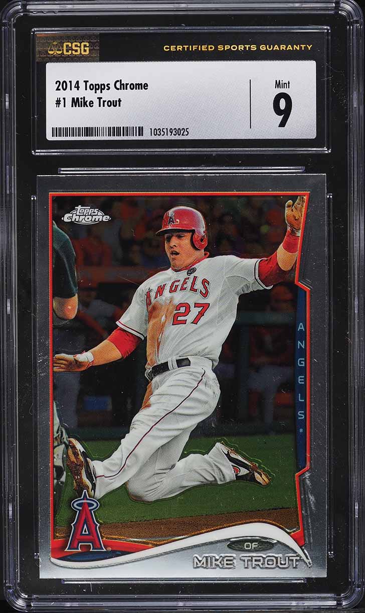 2014 Topps Chrome Sliding Xfractor Mike Trout #1 PSA 9 MINT on