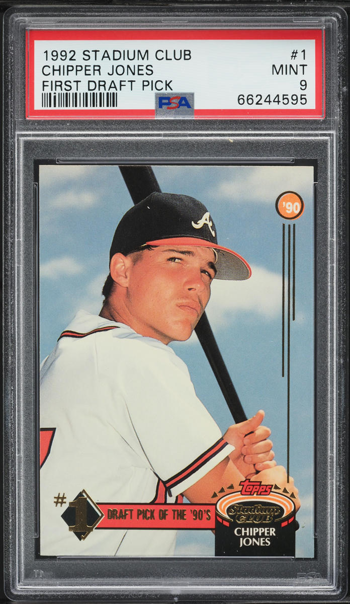 1992 Stadium Club 1st Draft Pick Chipper Jones ROOKIE #1 PSA 9 MINT