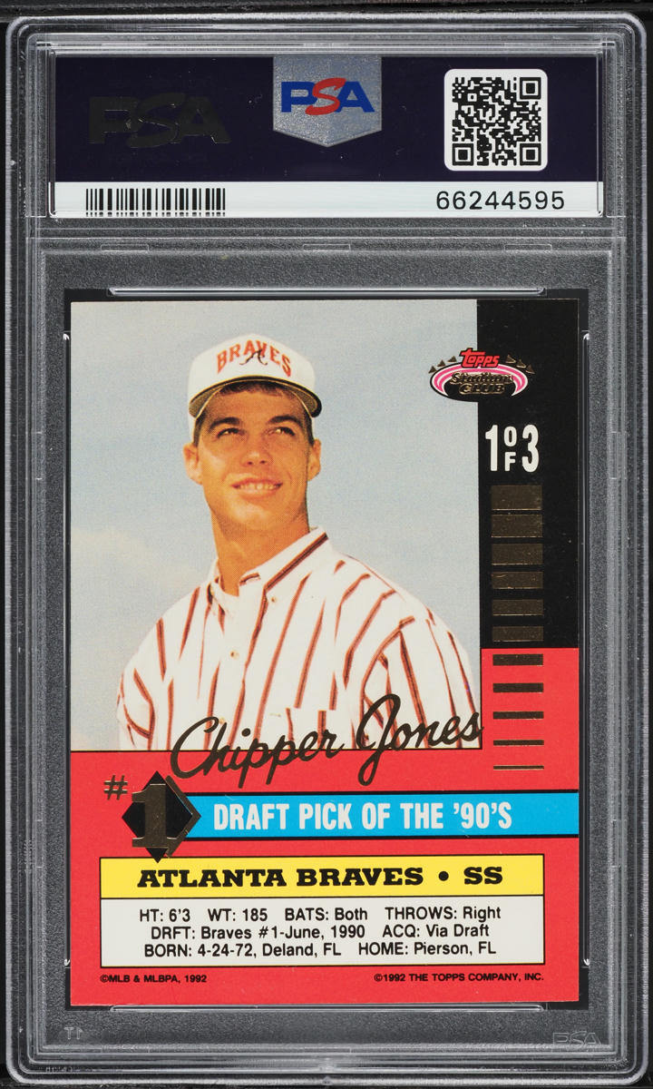 1992 Stadium Club 1st Draft Pick Chipper Jones ROOKIE #1 PSA 9 MINT