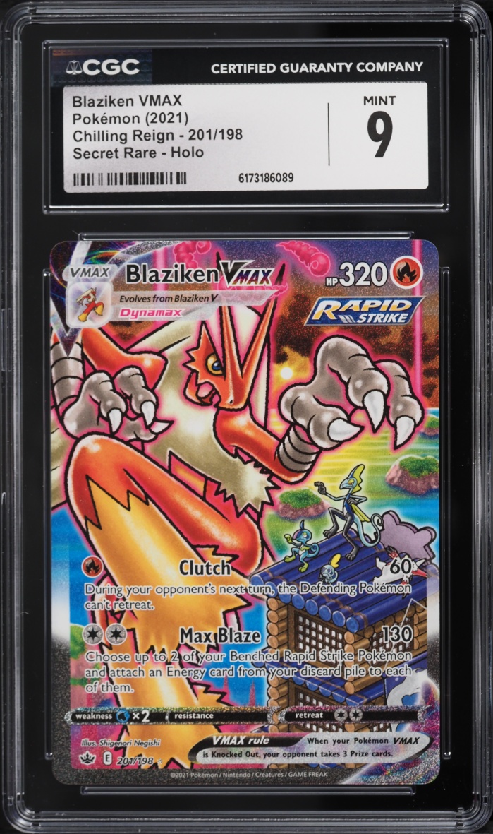 2021 Pokemon Sword & Shield Chilling Reign SEC Blaziken VMAX #201 CGC 9 MINT