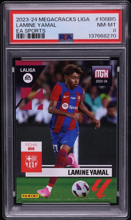 2023 Panini Megacracks La Liga EA Sports Lamine Yamal ROOKIE #108BIS PSA 8 NM-MT
