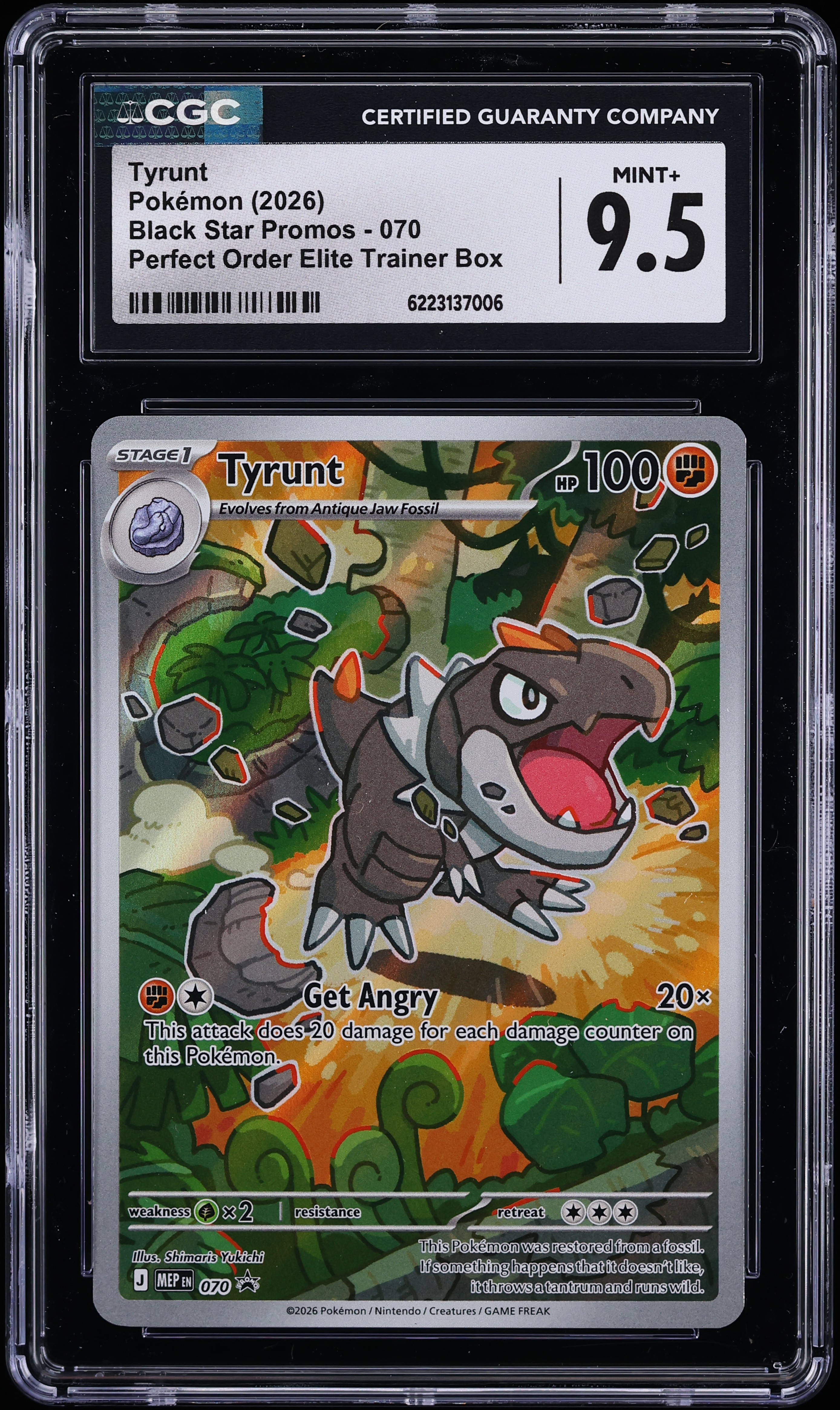 2026 Pokemon Mega Evolution Promo Perfect Order ETB Full Art Tyrunt #70 CGC 9.5 MINT+
