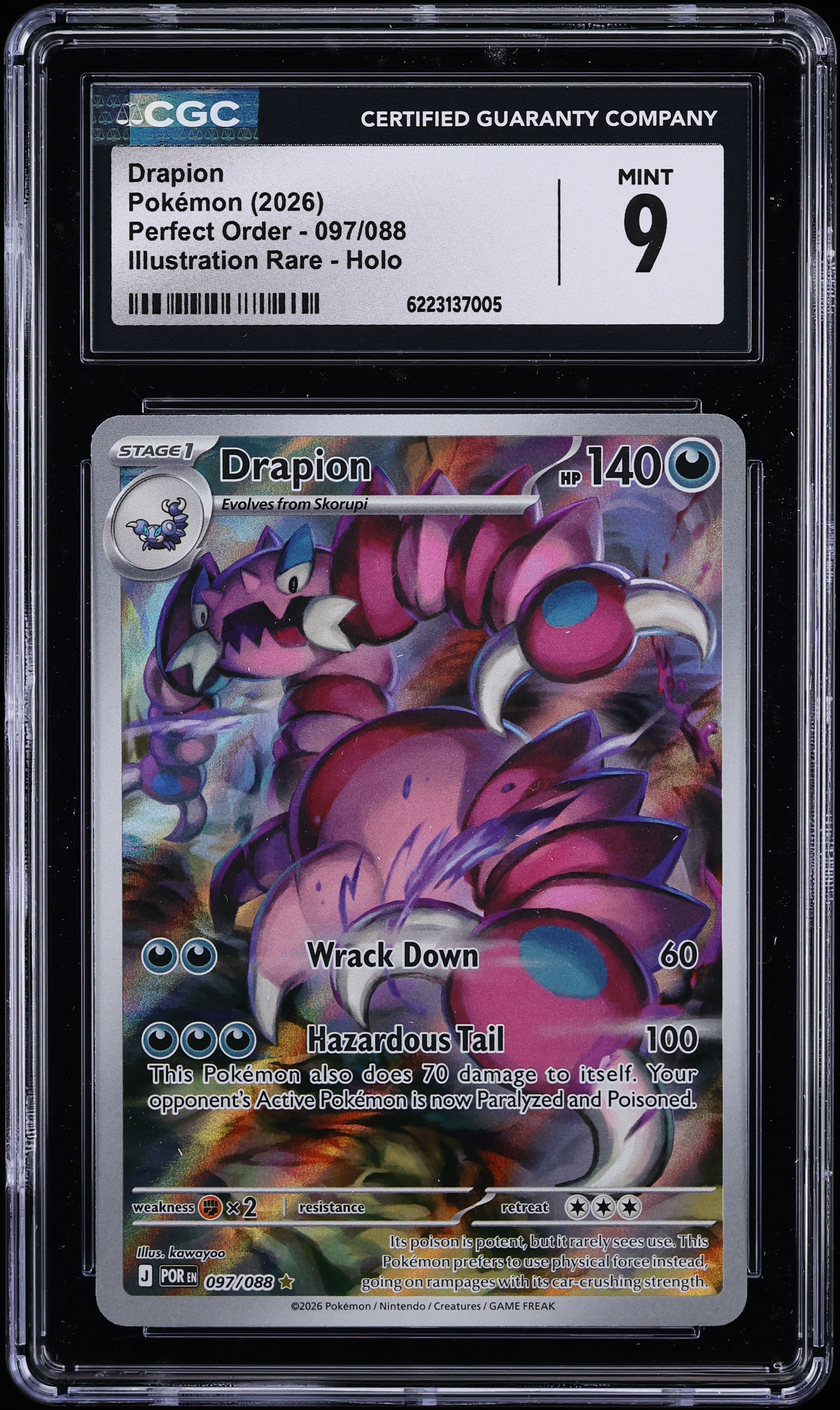 2026 Pokemon Mega Evolution Perfect Order IR Drapion #97 CGC 9 MINT