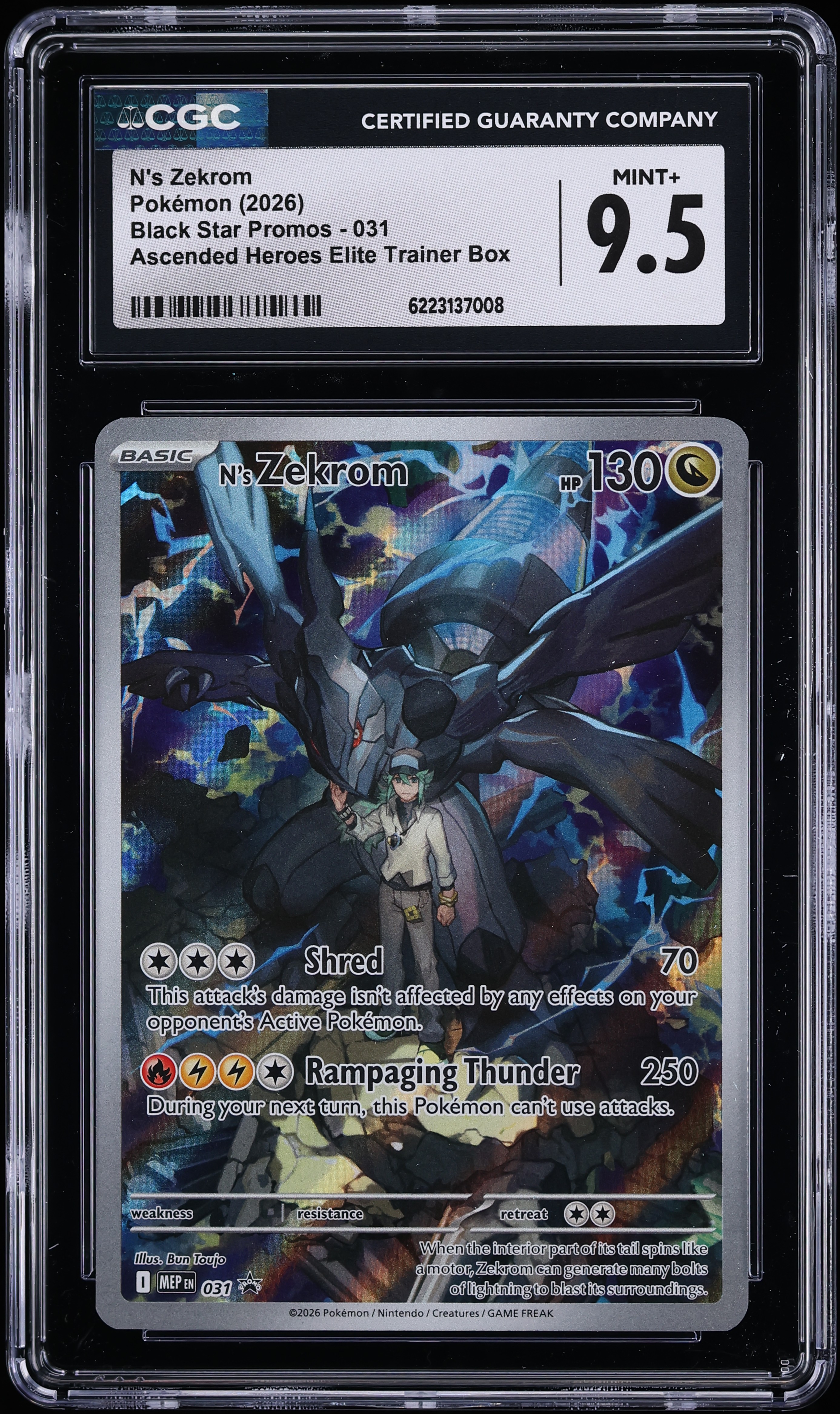 2026 Pokemon Mega Evolution Promo Ascended Heroes ETB Full Art N's Zekrom #31 CGC 9.5 MINT+