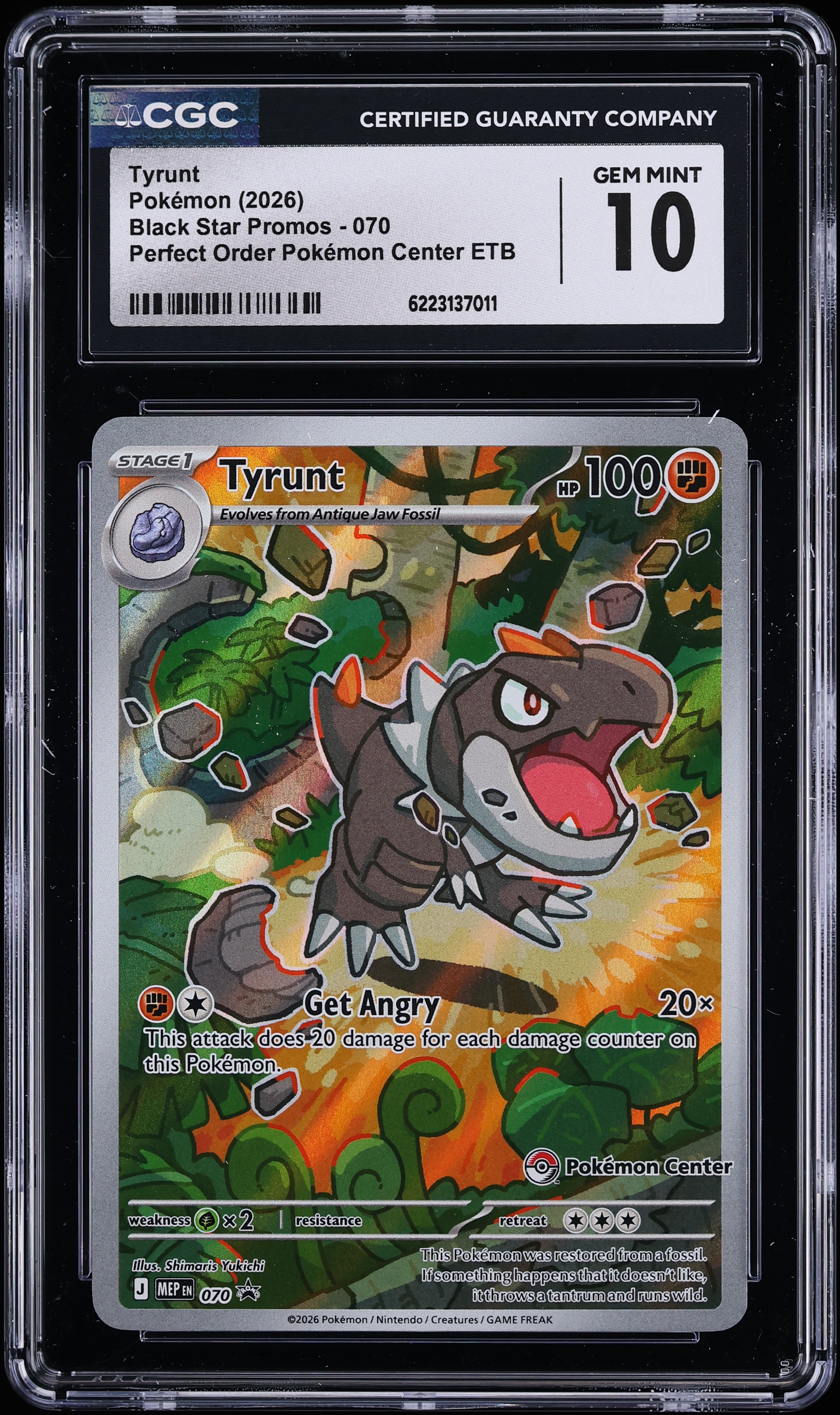 2026 Pokemon Mega Evolution Perfect Order Promo Center ETB Full Art Tyrunt #70 CGC 10 GEM MINT