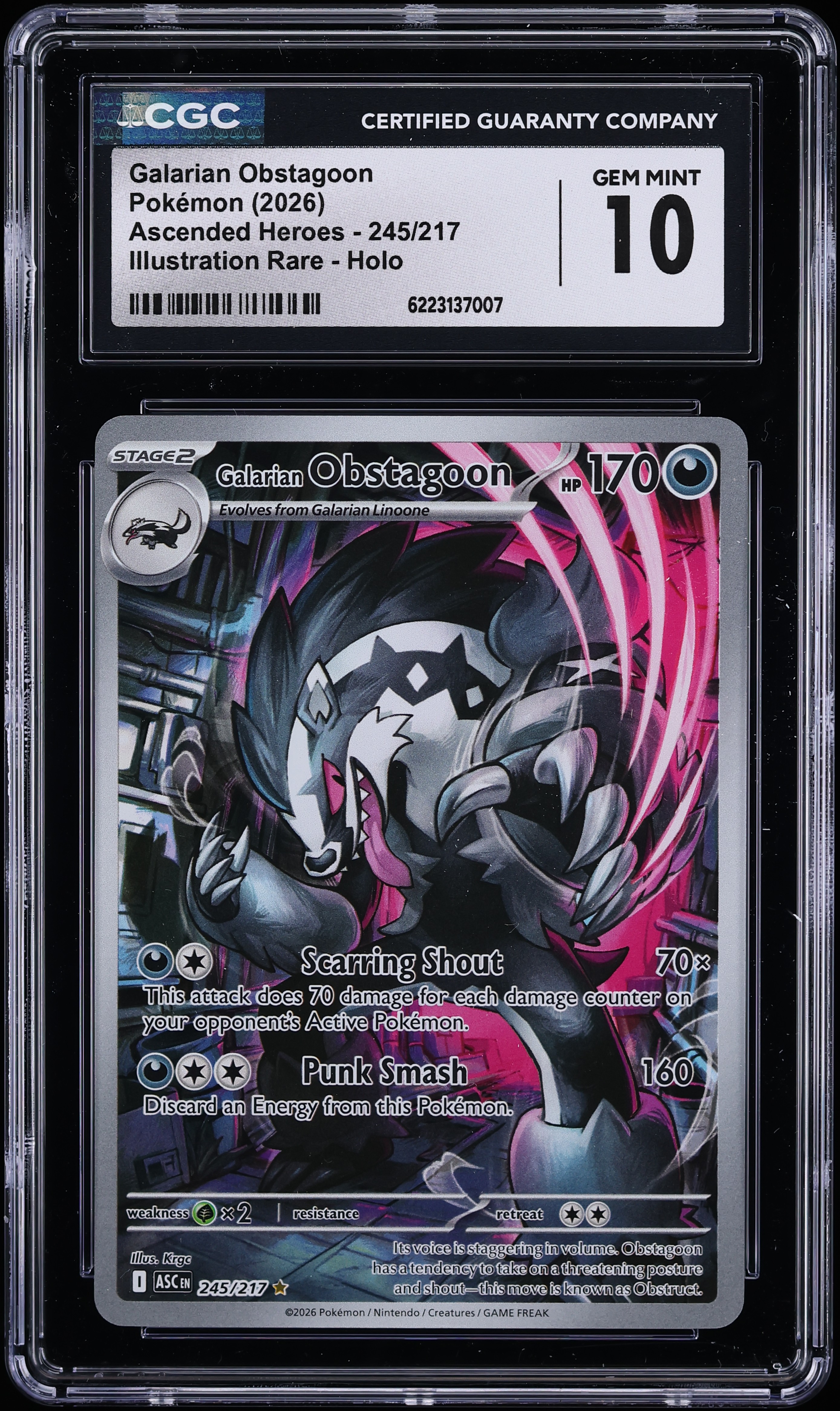 2026 Pokemon Mega Evolution Ascended Heroes IR Galarian Obstagoon #245 CGC 10 GEM MINT