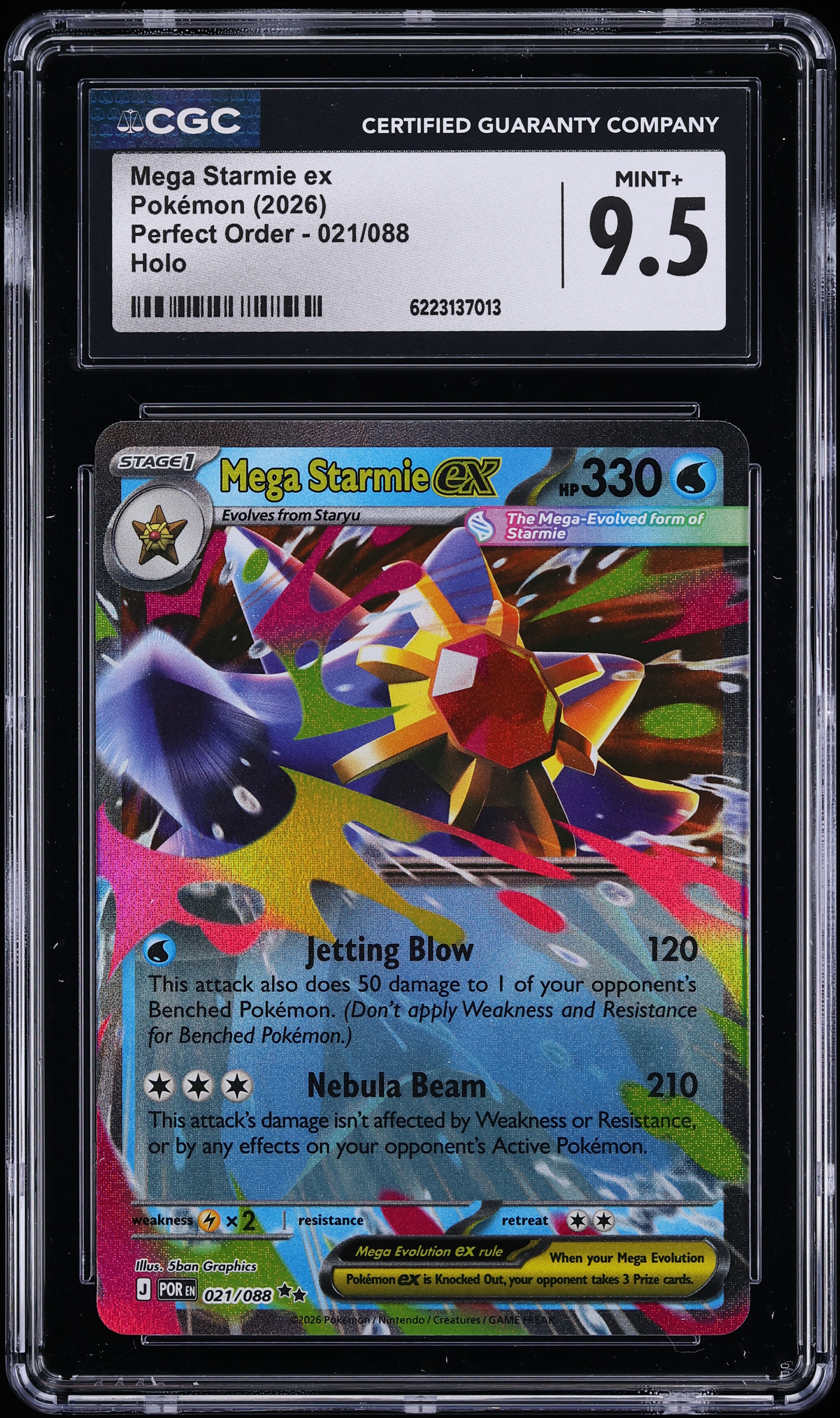 2026 Pokemon Mega Evolution Perfect Order Holo Mega Starmie Ex #21 CGC 9.5 MINT+