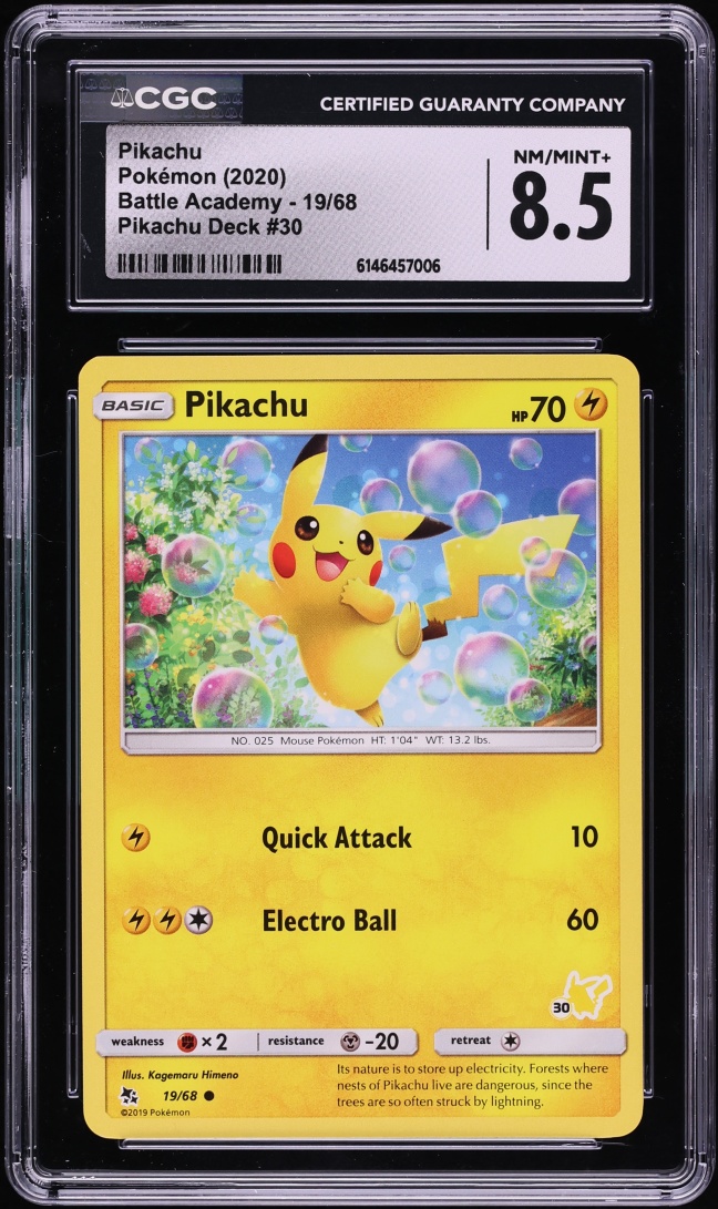 2020 Pokemon Sun & Moon Battle Academy Pikachu #19 CGC 8.5 NM-MT+
