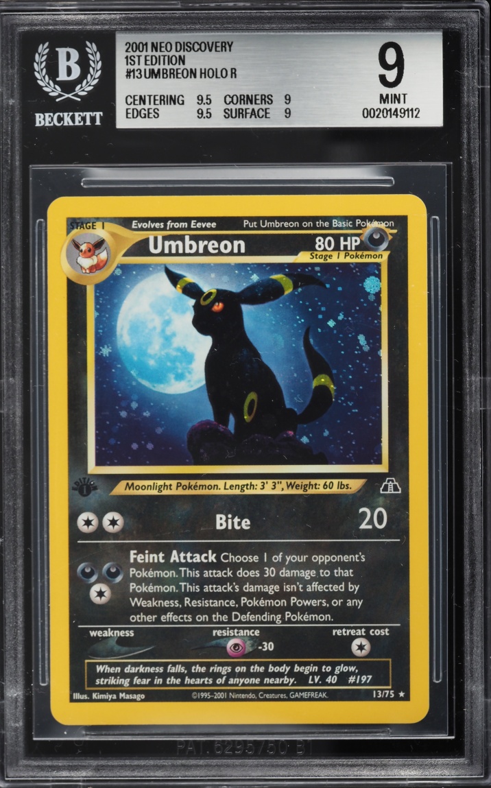 2001 Pokemon Neo Discovery 1st Edition Holo Umbreon #13 BGS 9 MINT