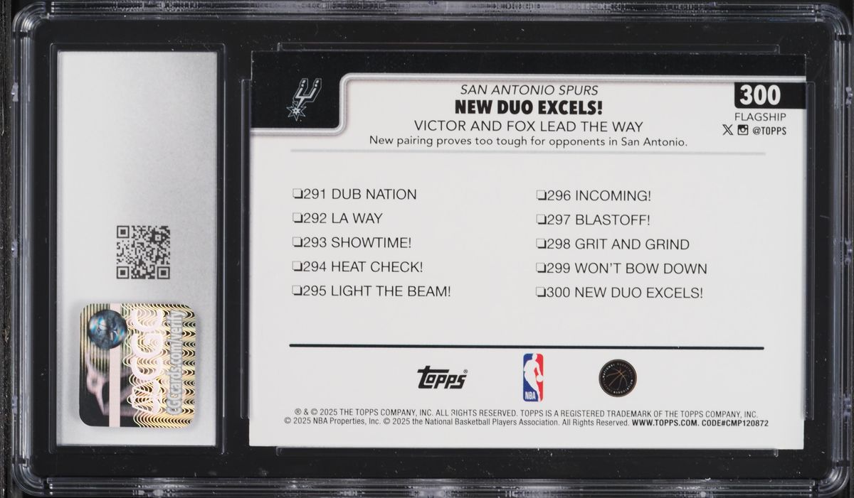 2025 Topps Basketball New Duo Excels! w/ Victor Wembanyama #300 CGC 9 MINT