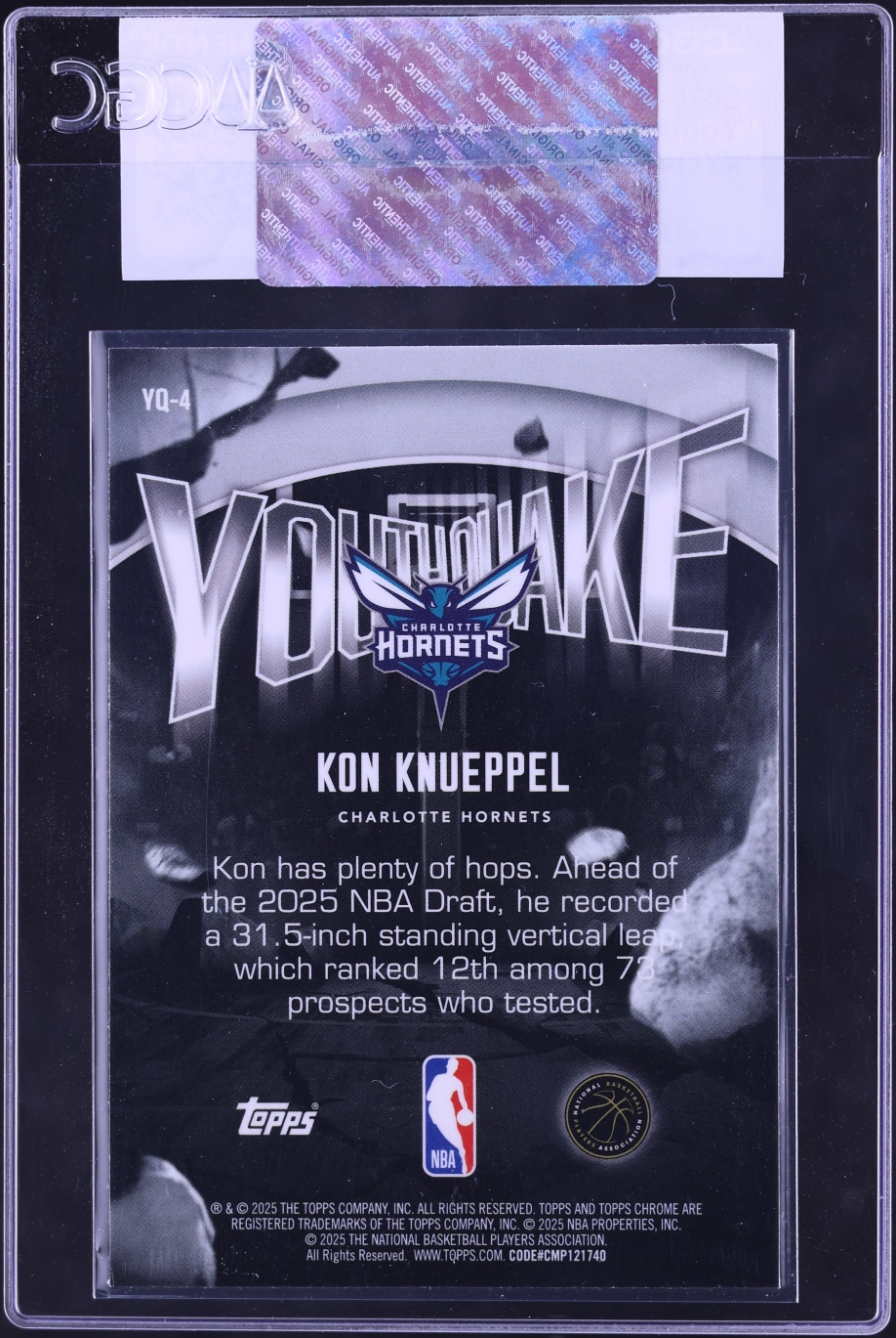 2025 Topps Chrome Youthquake Kon Knueppel ROOKIE #YQ-4 CGC AUTH
