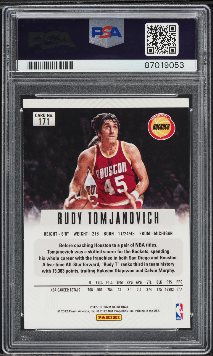 2012 Panini Prizm Silver Rudy Tomjanovich #171 PSA 10 GEM MINT