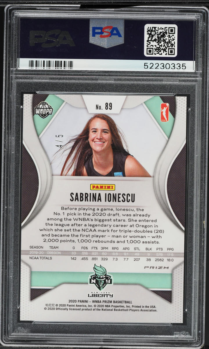 2020 Panini Prizm WNBA Black Gold Sabrina Ionescu ROOKIE /5 #89 PSA 9 MINT