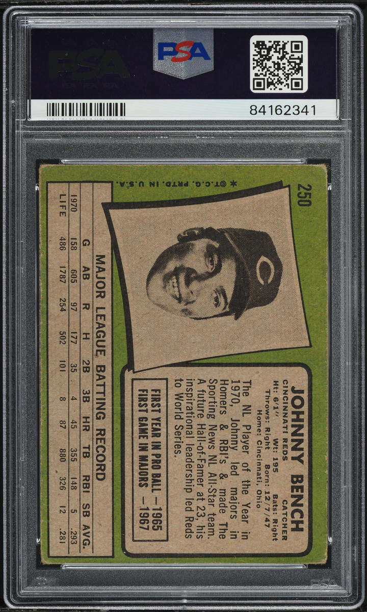 1971 Topps Johnny Bench #250 PSA 1 PR