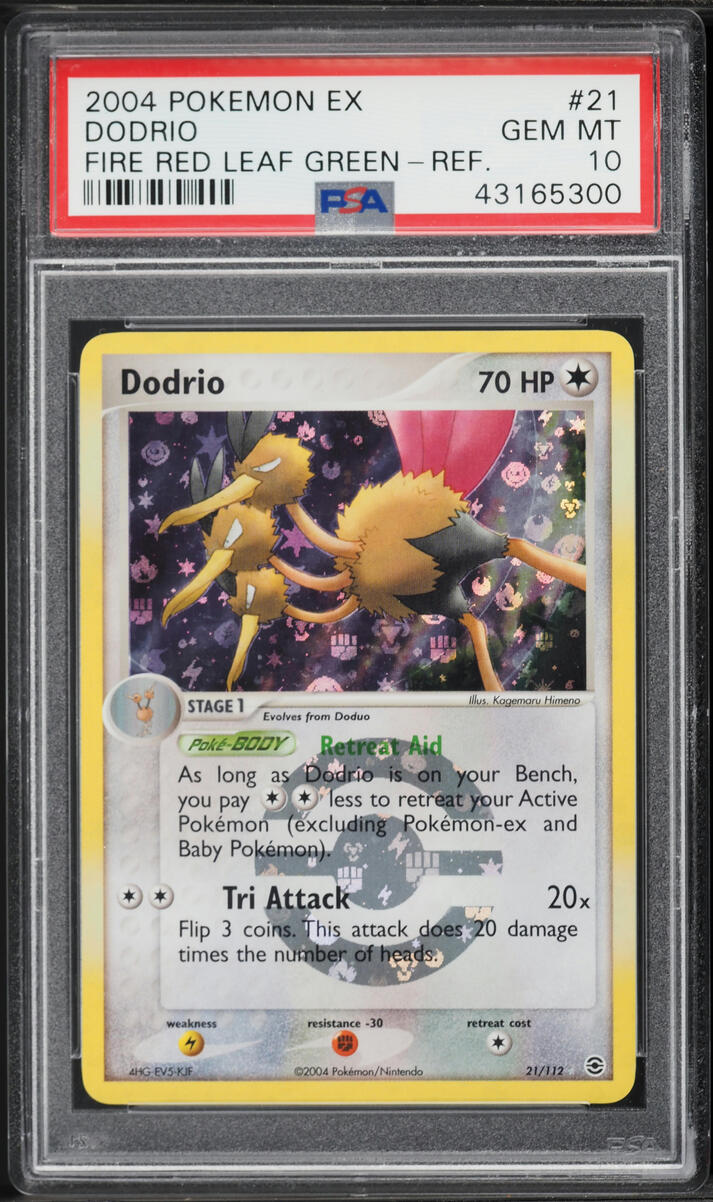 2004 Pokemon EX Fire Red & Leaf Green Reverse Holo Dodrio #21 PSA 10 GEM MINT
