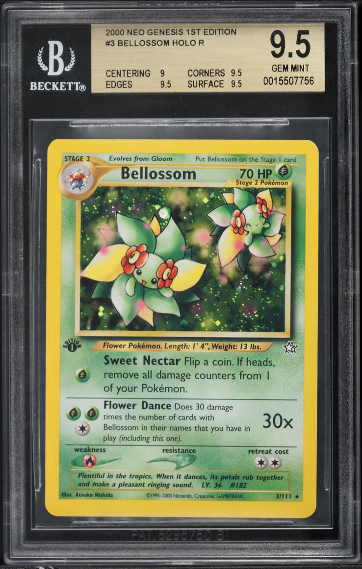 2000 Pokemon Neo Genesis 1st Edition Holo Bellossom #3 BGS 9.5 GEM MINT