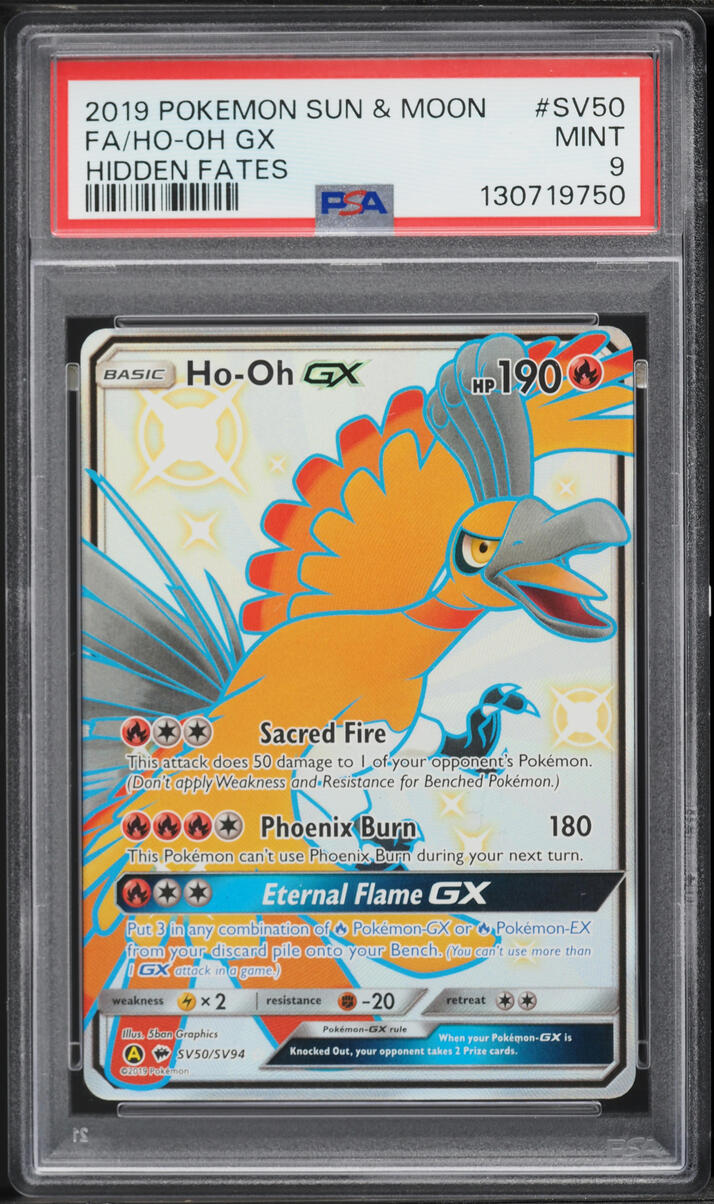 2019 Pokemon Sun & Moon Hidden Fates Shiny Ho-Oh GX #SV50 PSA 9 MINT