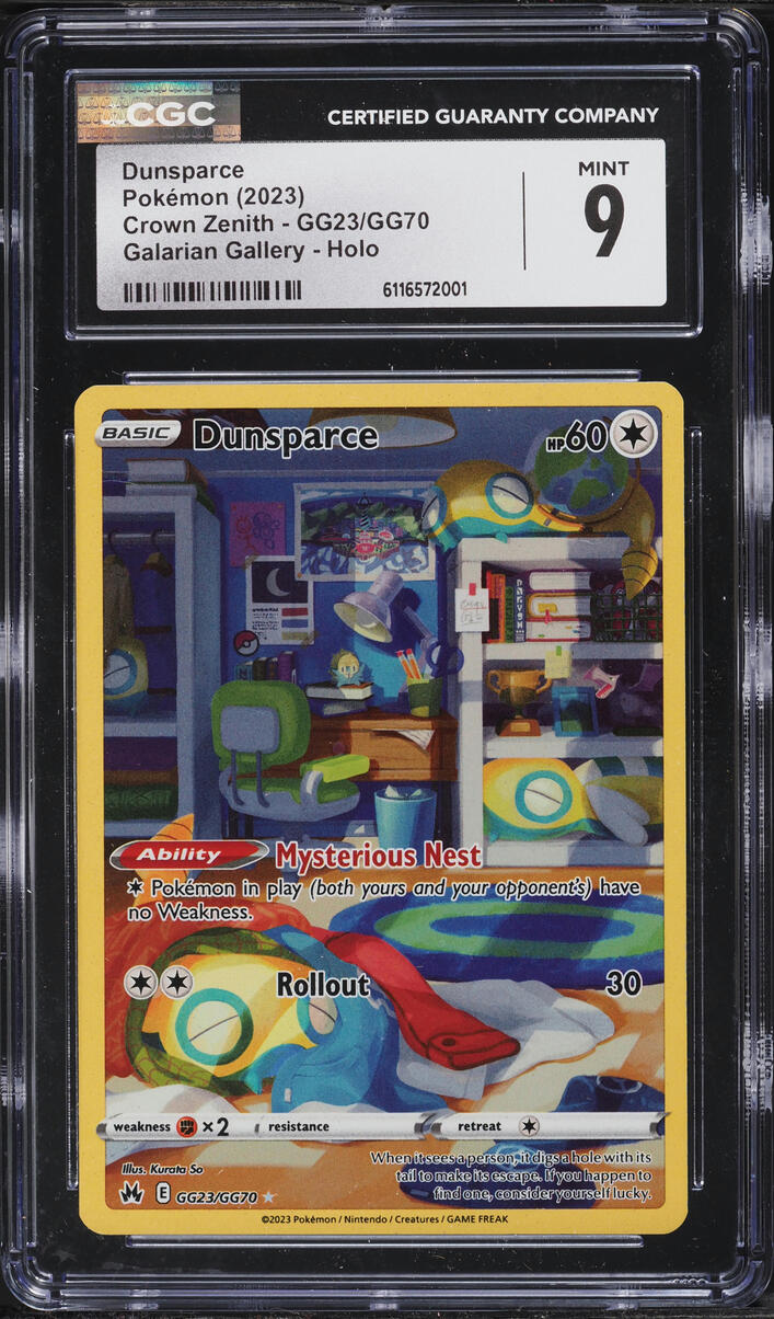 2023 Pokemon Sword & Shield Crown Zenith Alt Art Dunsparce #GG23 CGC 9 MINT