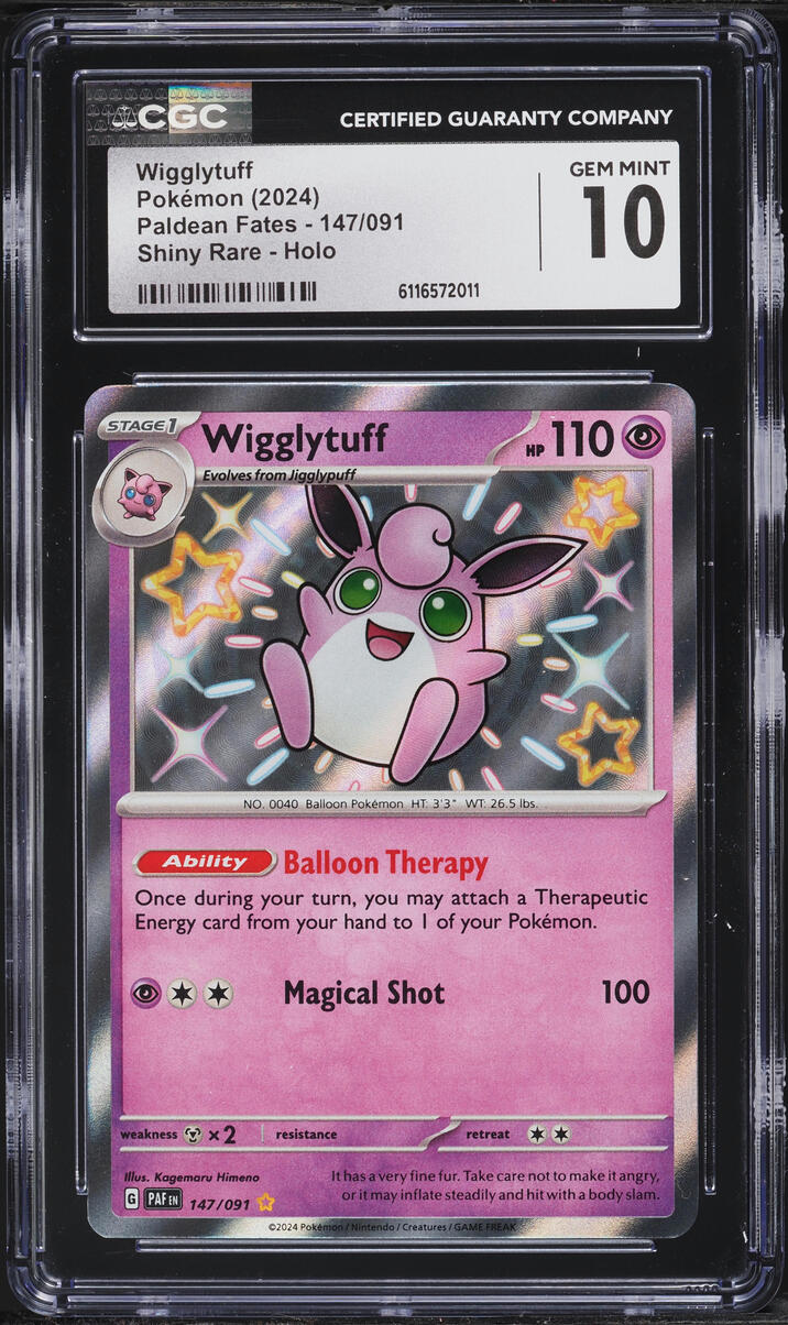2024 Pokemon Scarlet & Violet Paldean Fates Holo Shiny Wigglytuff #147 CGC 10 GEM MINT