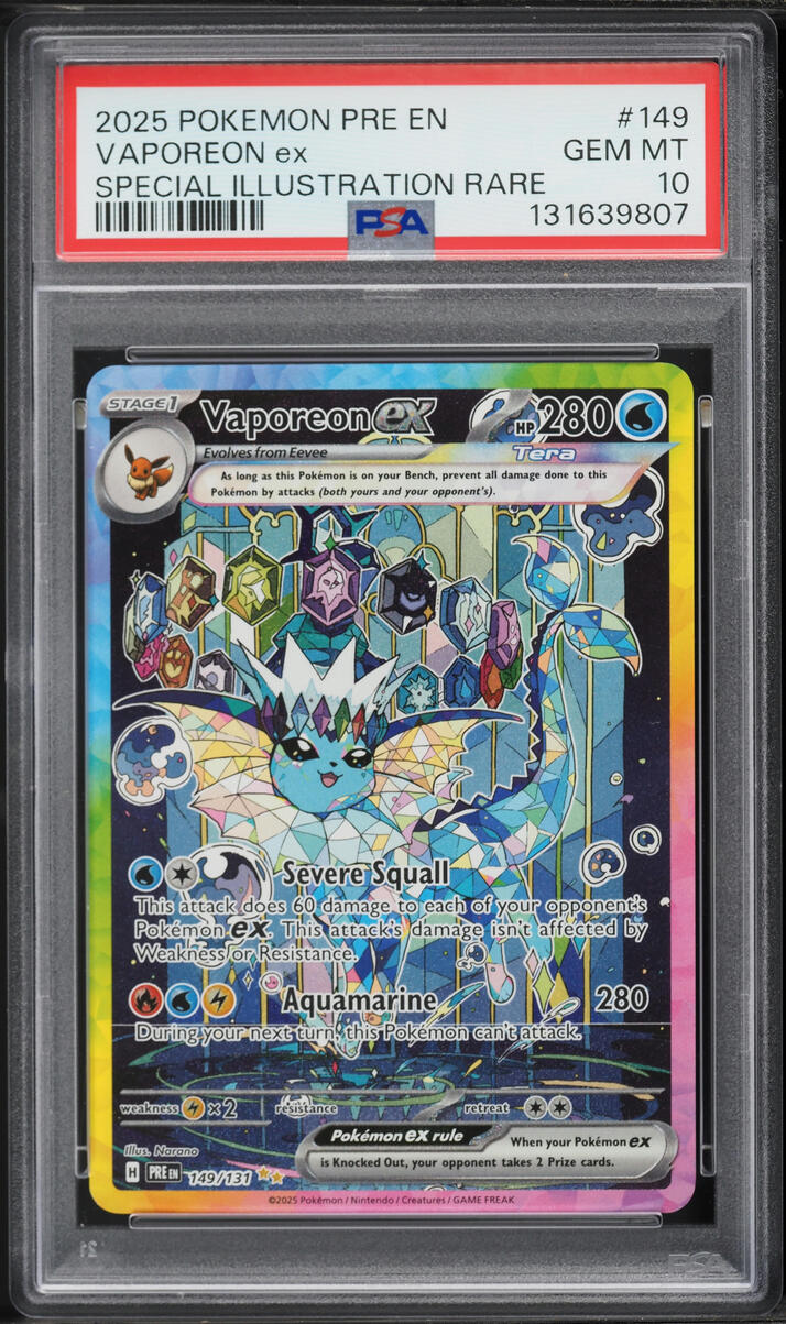 2025 Pokemon Scarlet & Violet Prismatic Evolutions SIR Vaporeon ex #149 PSA 10 GEM MINT