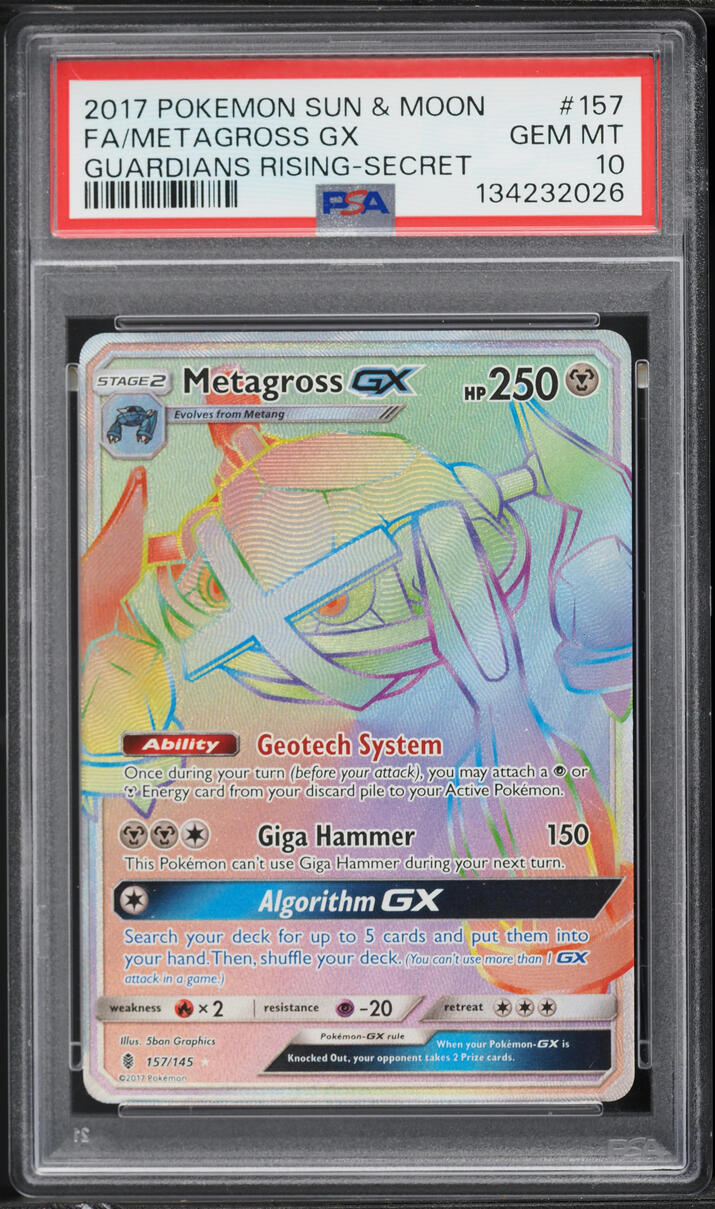 2017 Pokemon Sun & Moon Guardians Rising Rainbow Rare Metagross GX #157 PSA 10 GEM MINT