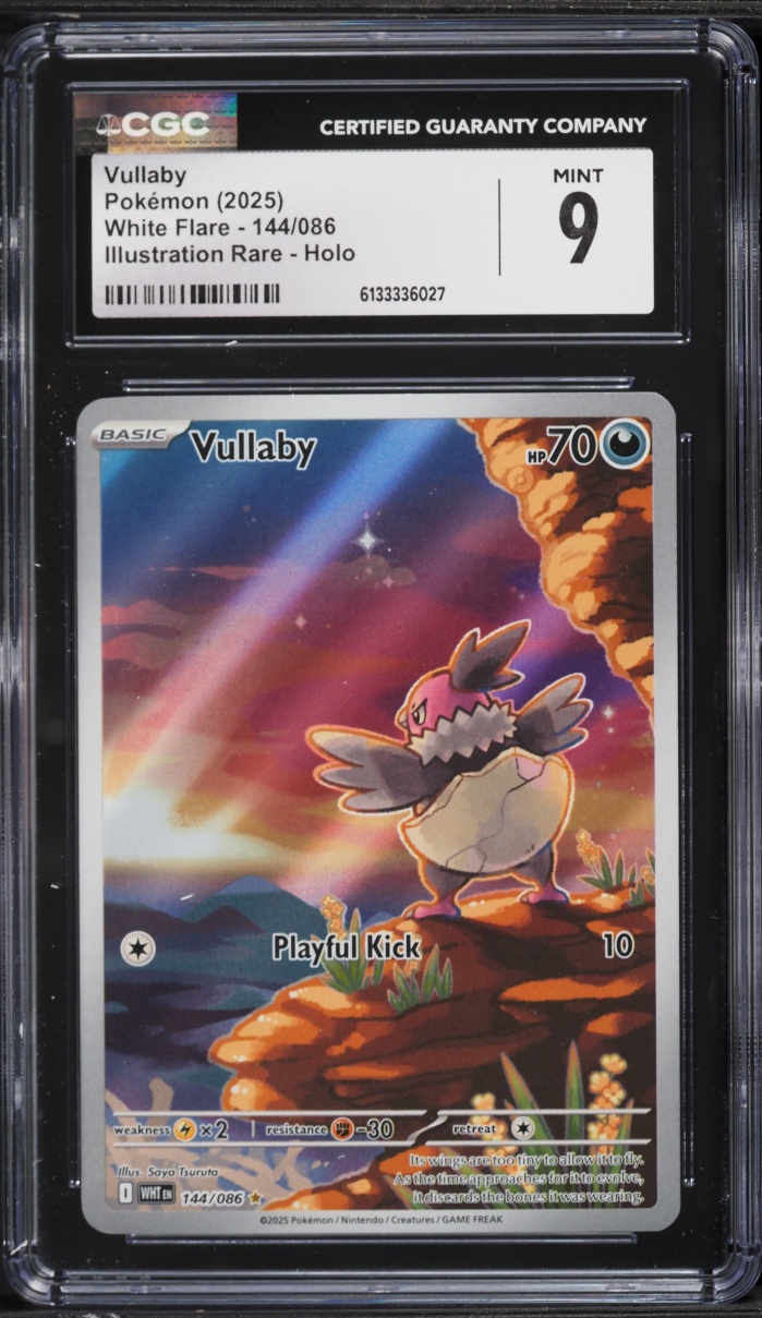 2025 Pokemon Scarlet & Violet White Flare IR Vullaby #144 CGC 9 MINT