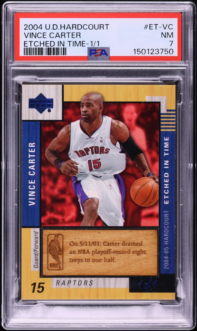 2004 Upper Deck Hardcourt Etched In Time Vince Carter 1/1 #ET-VC PSA 7 NRMT - Photo 1