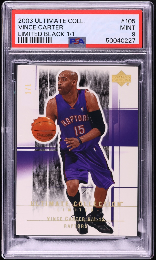 2003 Ultimate Collection Limited Black Vince Carter 1/1 #105 PSA 9 MINT - Photo 1