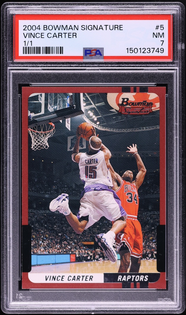 2004 Bowman Signature Vince Carter 1/1 #5 PSA 7 NRMT - Photo 1