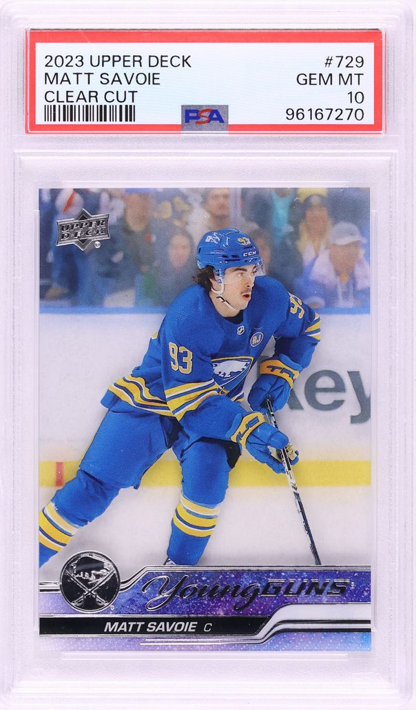 2023 Upper Deck Clear Cut Young Guns Matt Savoie ROOKIE #729 PSA 10 GEM MINT