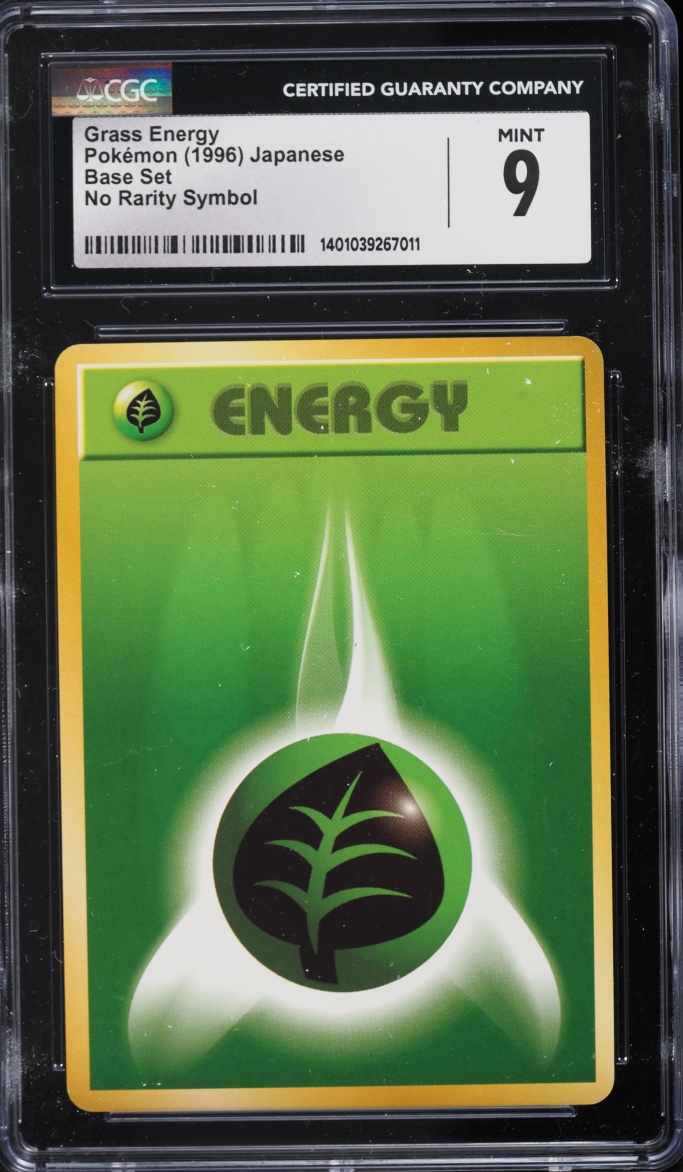 1996 Pokemon Japanese Base Set No Rarity Symbol Grass Energy CGC 9 MINT