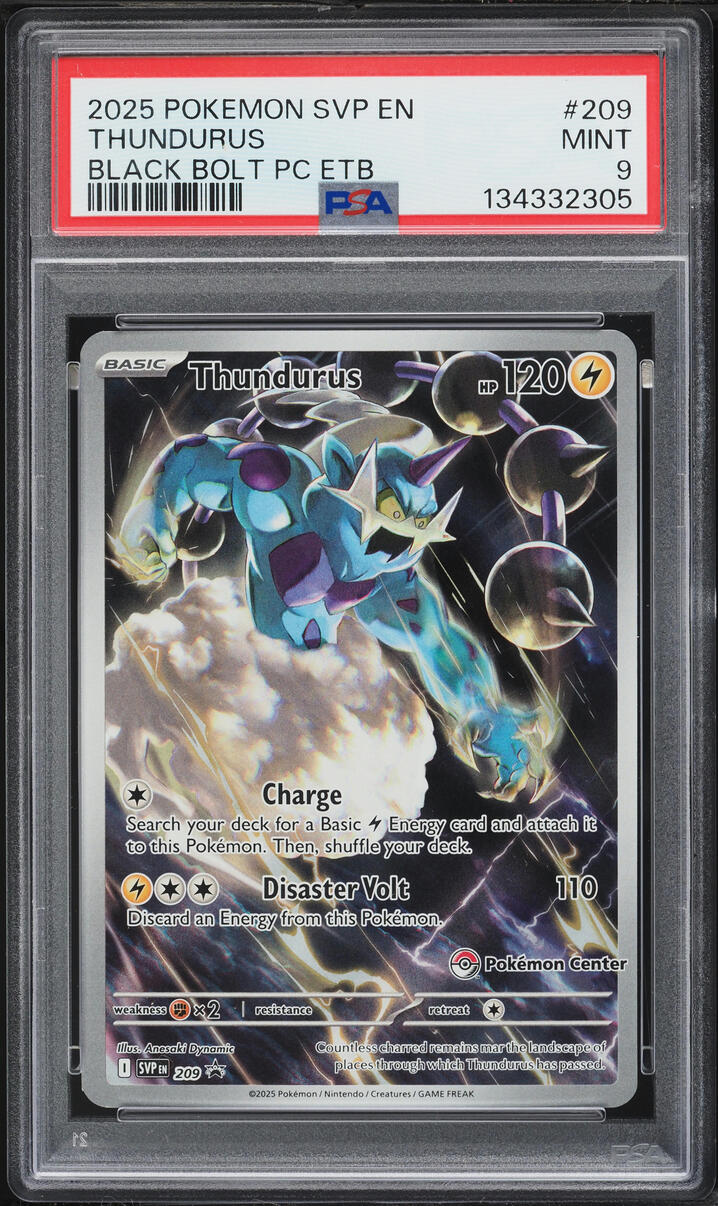 2025 Pokemon Scarlet & Violet Promo Black Bolt Center ETB Thundurus #209 PSA 9 MINT