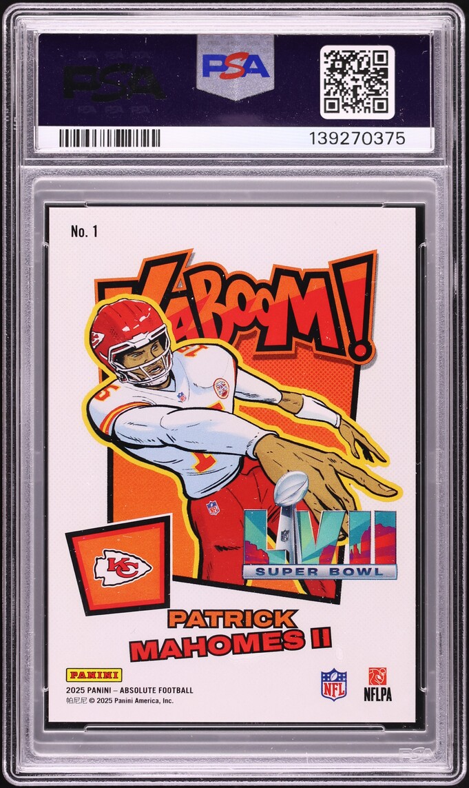 2025 Absolute Kaboom! Super Bowl Vertical Gold Patrick Mahomes II /10 #1 PSA 9 MINT