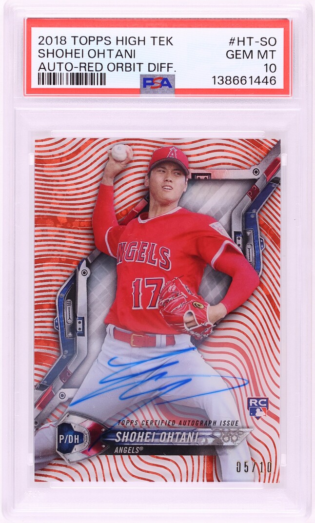 2018 Topps High Tek Red Orbit Shohei Ohtani ROOKIE AUTO /10 #HT-SO PSA 10 GEM MINT