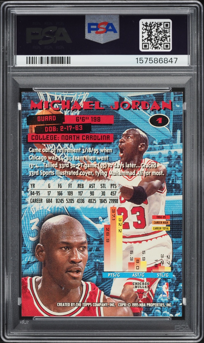 1995 Stadium Club Basketball Michael Jordan #1 PSA 8 NM-MT