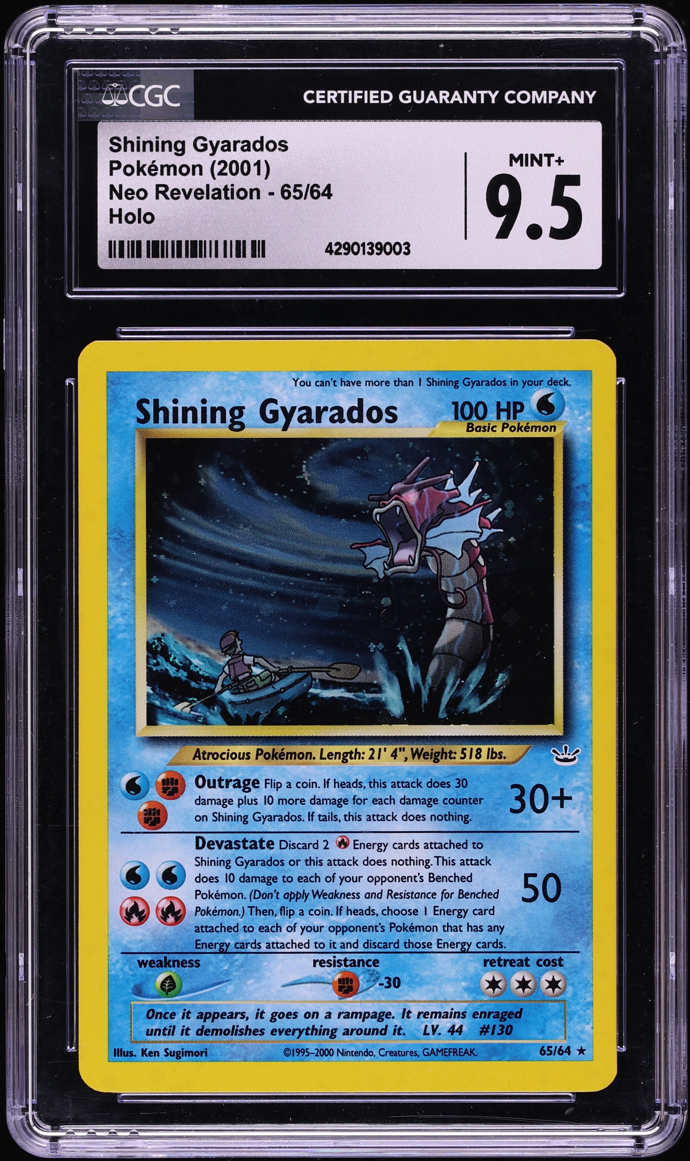 2001 Pokemon Neo Revelation Holo Shining Gyarados #65 CGC 9.5 MINT+