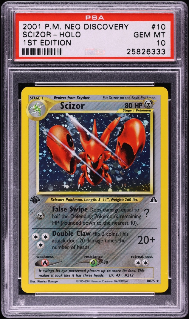 2001 Pokemon Neo Discovery 1st Edition Holo Scizor #10 PSA 10 GEM MINT