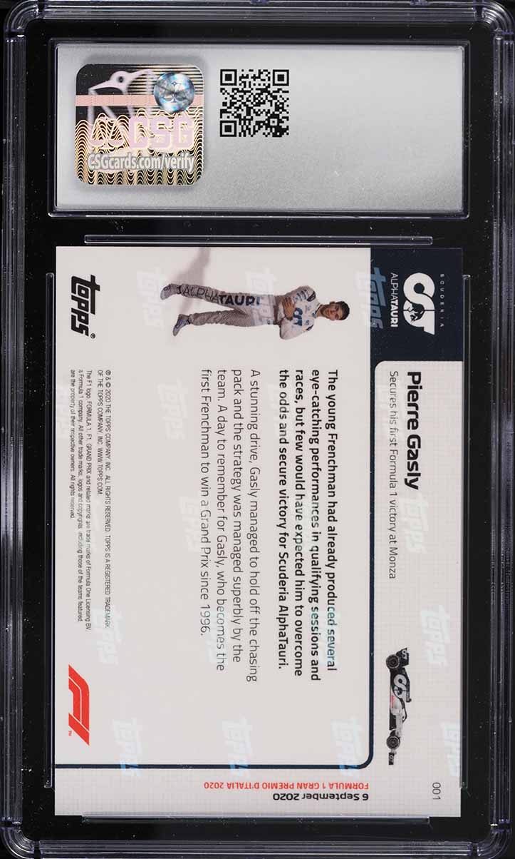 2020 Topps Now Formula 1 F1 Pierre Gasly ROOKIE #001 CSG 10 GEM MINT