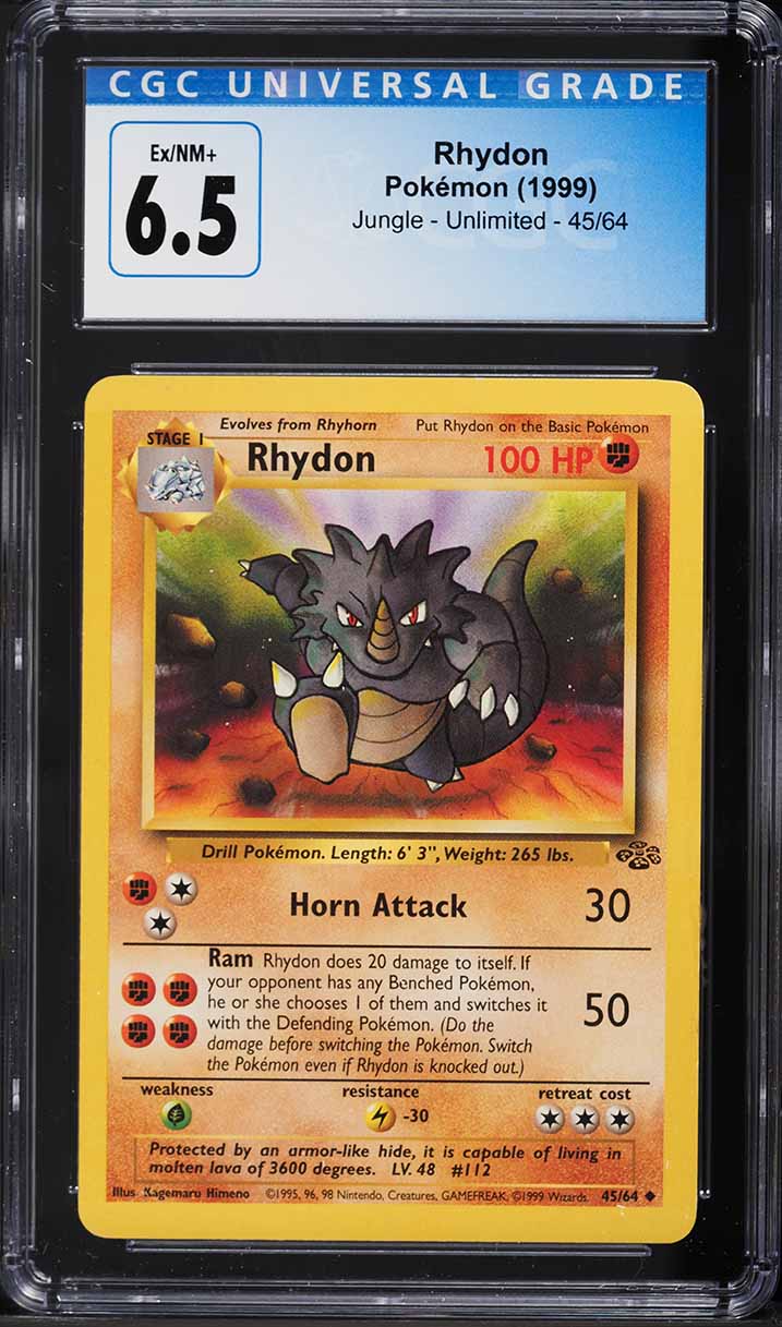 1999 Pokemon Jungle Rhydon #45 CGC 6.5 EXMT+