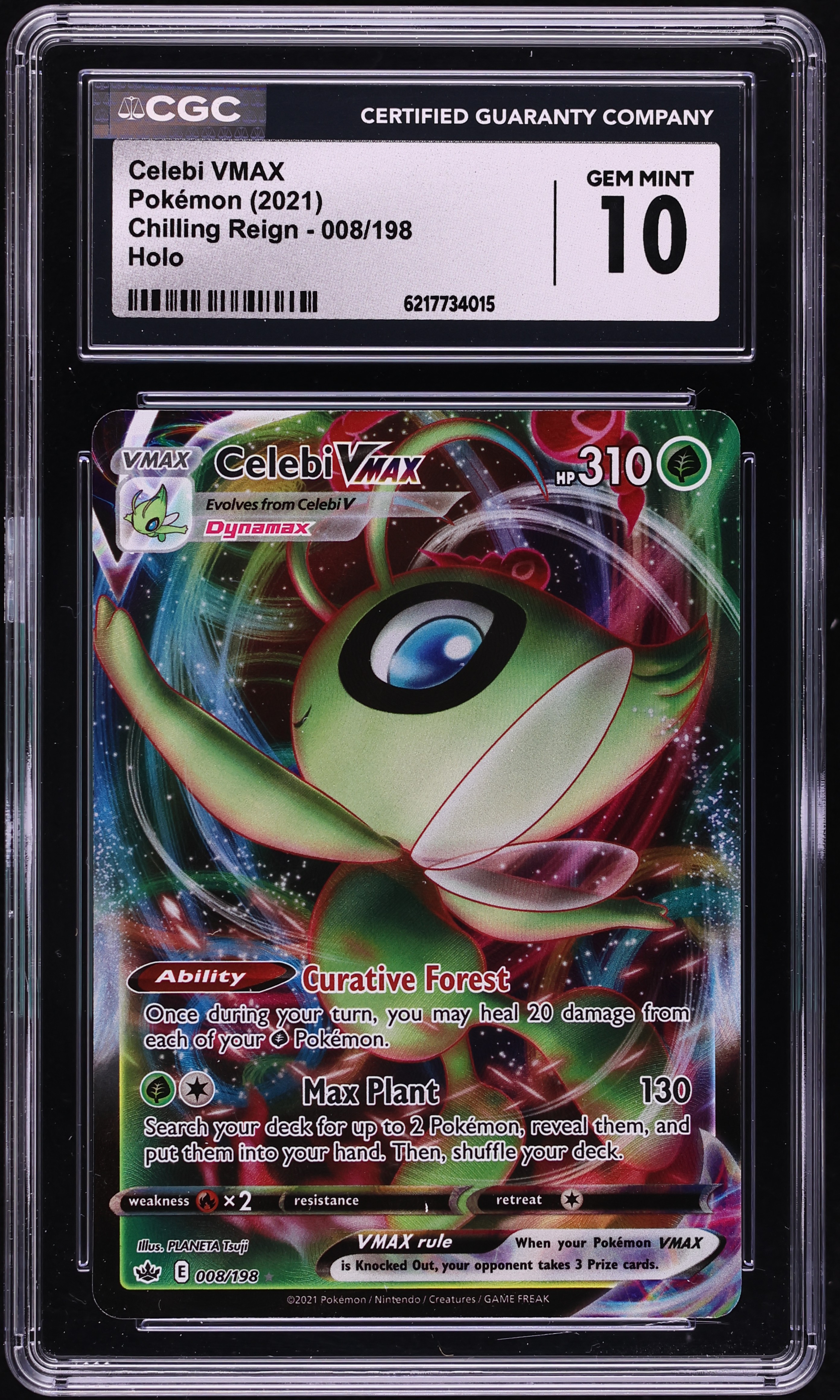 2021 Pokemon Sword & Shield Chilling Reign Holo Celebi VMAX #8 CGC 10 GEM MINT